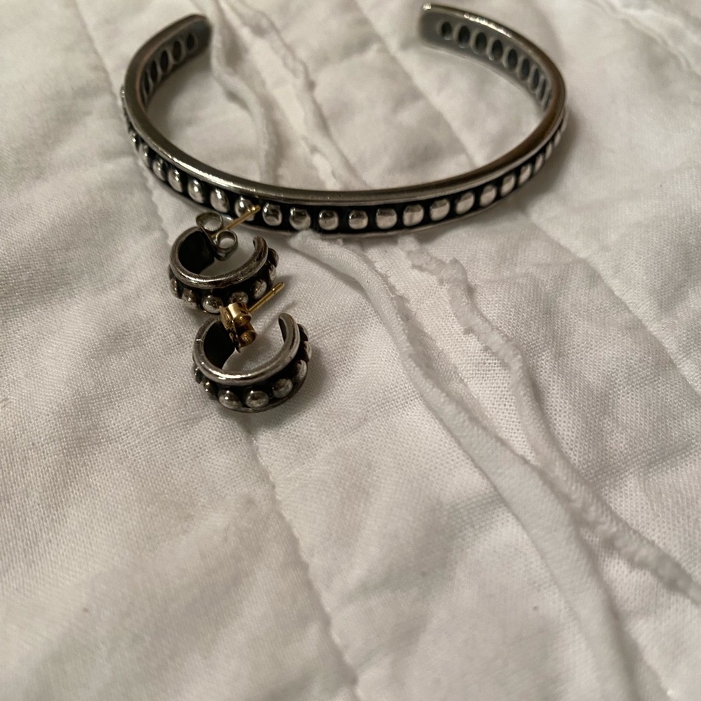 Mignon Faget small beaded cuff bracelet and earrings